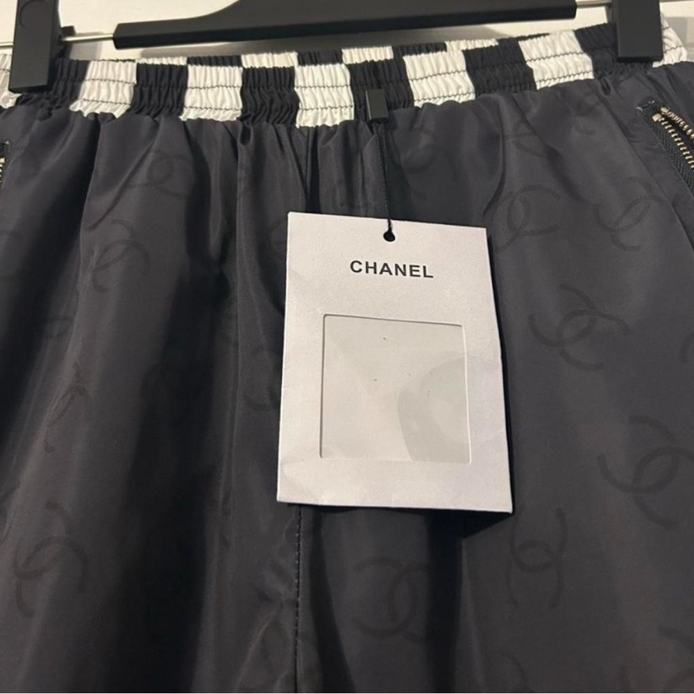CHANEL Track Pants with White Contrast Waistband